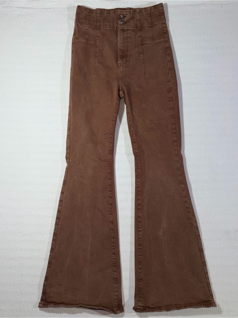 We the Free Jayde High Rise Flare Jeans Size 29 Stretch Denim Brown Boho Western